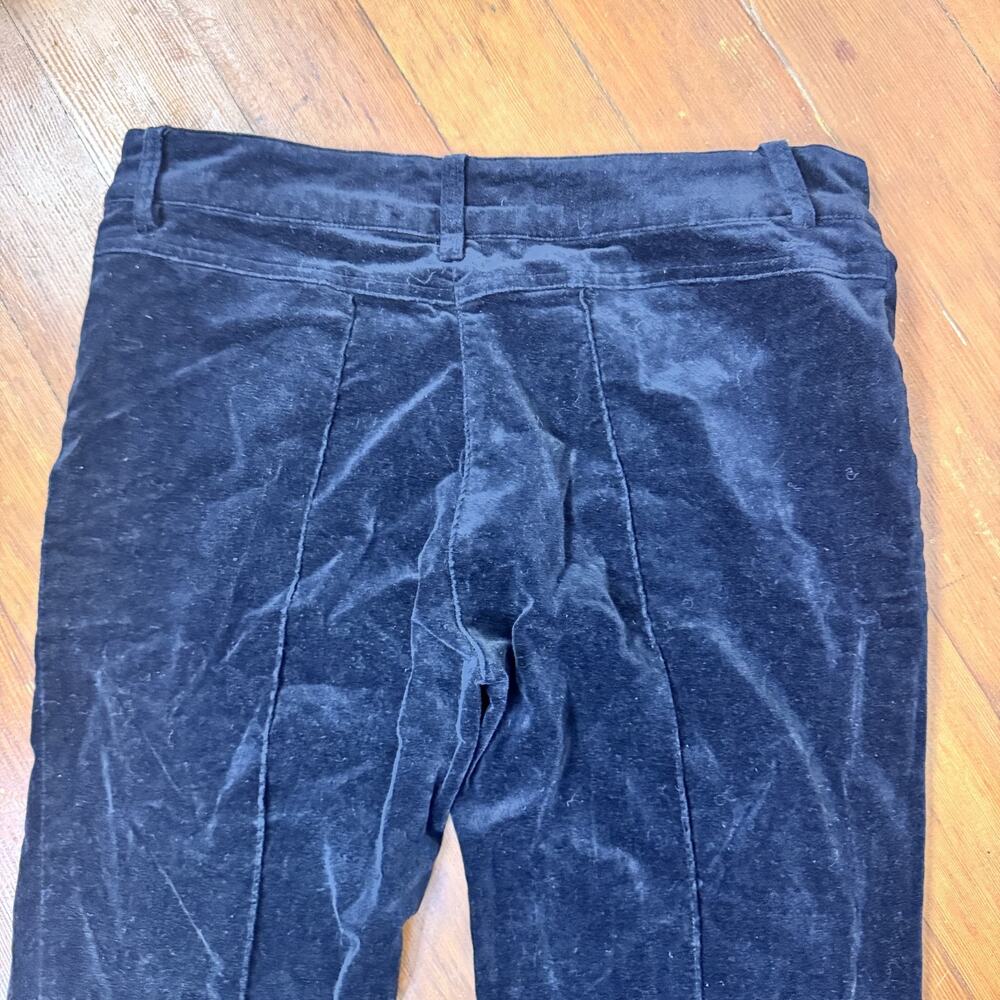 Vintage Black Velvet Front Seam Flared Low Rise Dress Pants Stretch Y2K 9 - Picture 3 of 5
